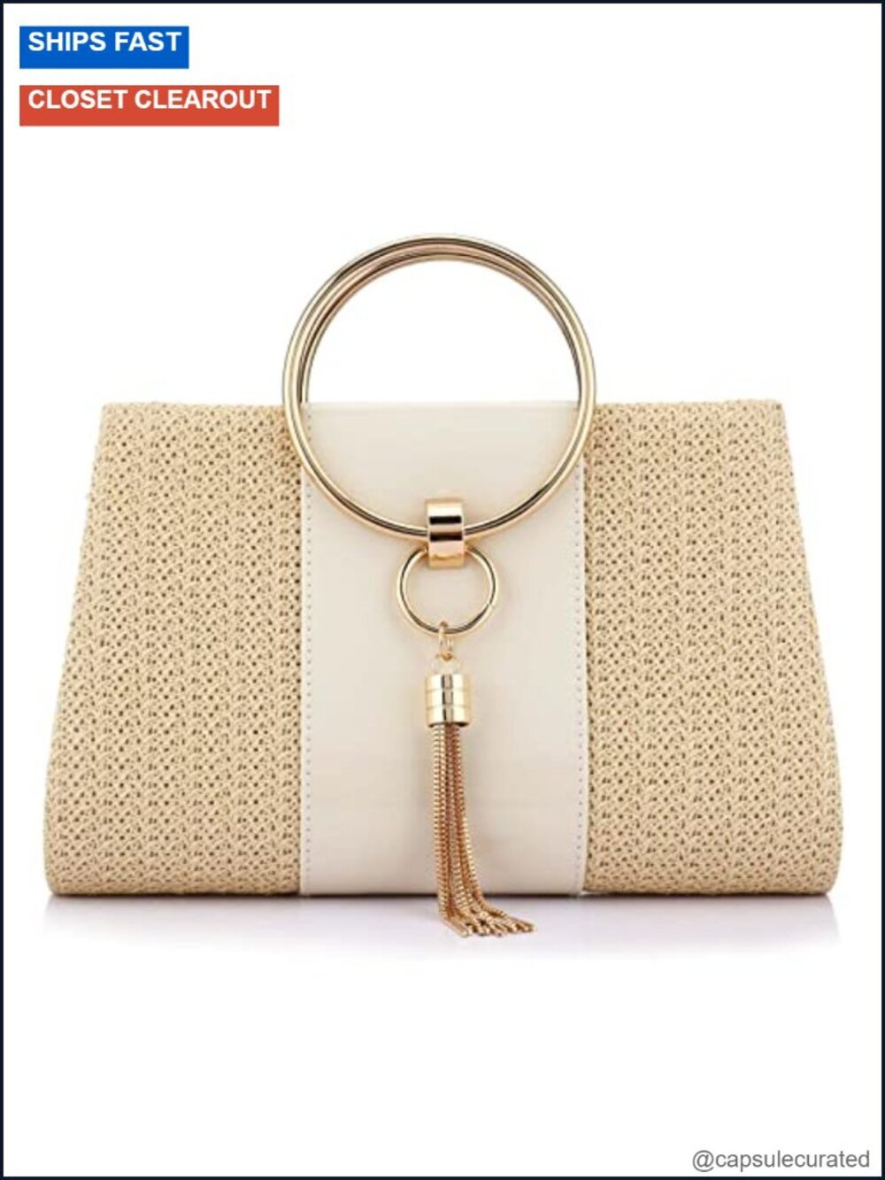 Women's Straw Clutch Evening Bag, Tassel Party Shoulder Chain Purse